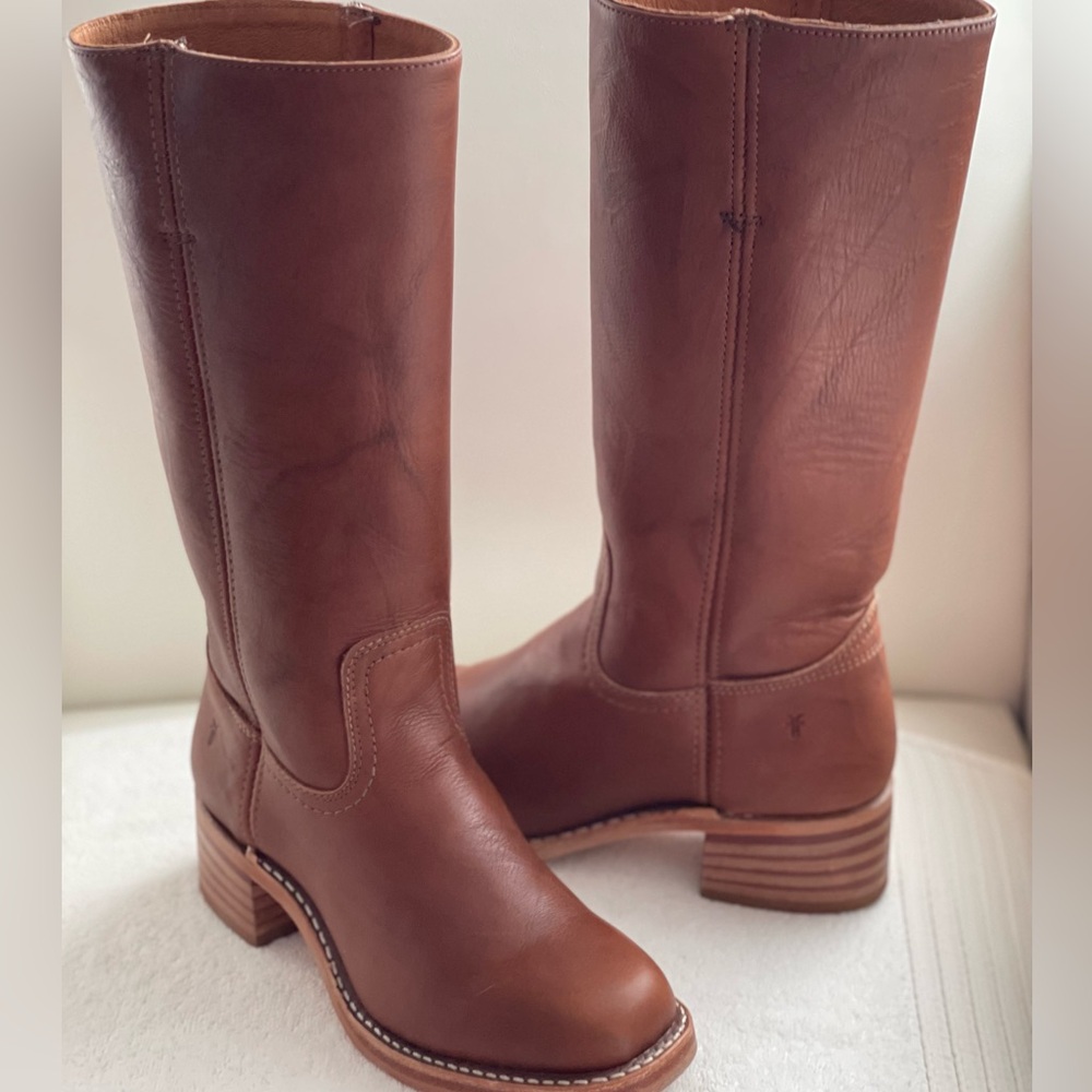 Frye Chestnut Leather Heeled Boots